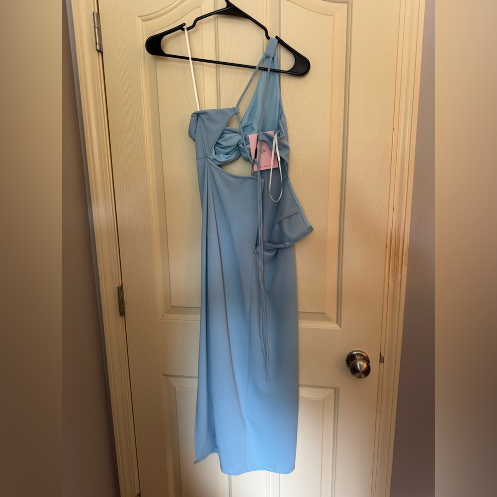 Hello Molly One Shoulder Light Blue Dress